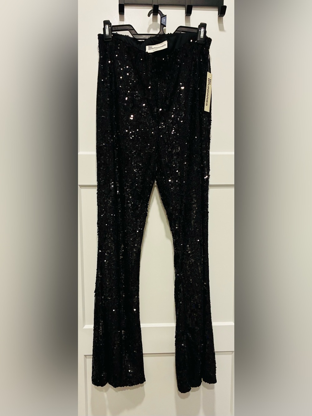 Black Sequin Flare Pants holiday women w
Medium NYE